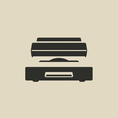 Vintage record player with vinyl records in use