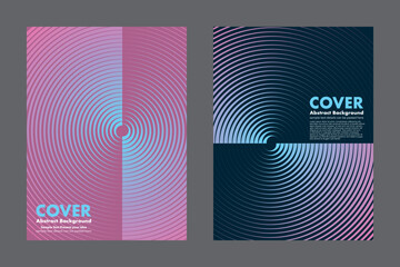 Vector abstract background featuring a dynamic gradient pink and blue color circle lines pattern. It feels like a propeller is spinning at high speed. for cover, digital art, posters, annual report. © ninoisy