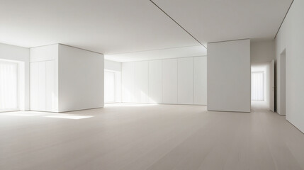 Fototapeta premium White clean empty architecture interior space room minimalistic studio background 