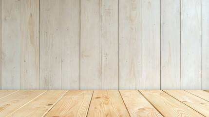 Naklejka premium Concrete wall and wooden floor with rough texture in a minimalist interior setting