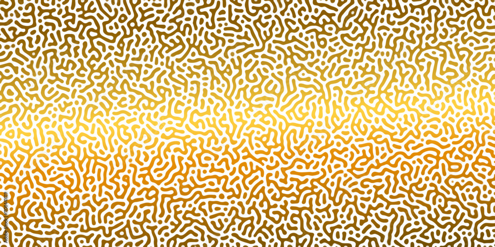 Poster abstract reaction-diffusion turing pattern natural texture golden gradient color scheme. linear desi