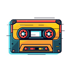 Colorful retro cassette tape design with dynamic elements
