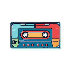 Obraz premium Retro cassette tape design in vibrant colors and geometric shapes