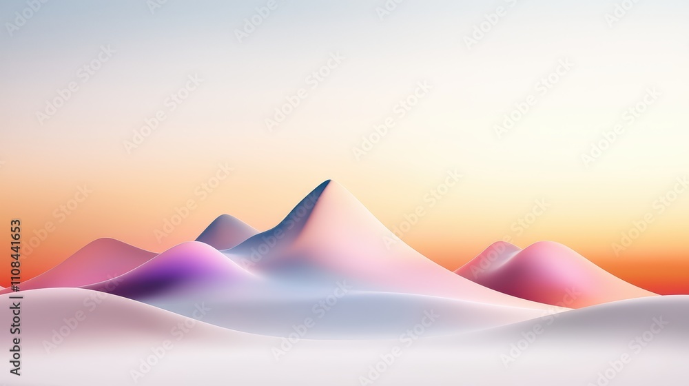 Poster abstract rendering of a mountain silhouette, soft gradients and sharp peaks create visual depth