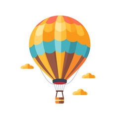 Fototapeta premium Colorful hot air balloon floating against a clear sky with clouds