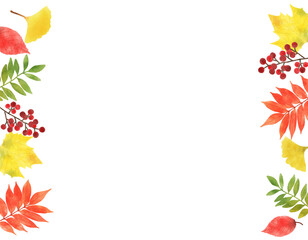 秋のカラフルな落ち葉のフレーム