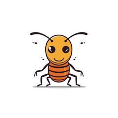Cute cartoon bee with a smiling face and striped body in a cheerful pose