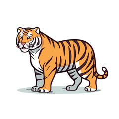 Fototapeta premium Majestic tiger standing proudly in a vibrant, colorful illustration style