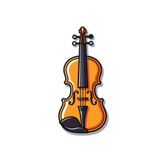 Fototapeta premium Violin with a vibrant orange color in a simple design on a white background