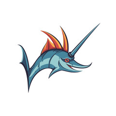 Fototapeta premium Colorful marlin fish illustration showcasing dynamic motion and vibrant colors