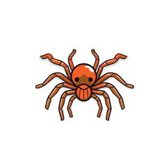 Colorful cartoon spider illustration with orange and brown detailing on a white background