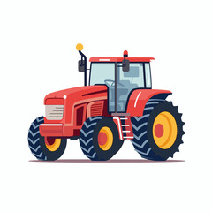 Obraz premium Red tractor ready for agricultural work on a sunny farm