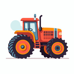Obraz premium Vibrant orange tractor on a white background ideal for agricultural themes