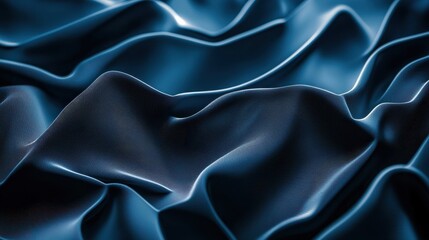Fototapeta premium Abstract Dark Blue Fabric Draped Waves