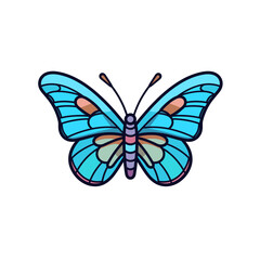 Colorful blue butterfly with intricate patterns perched on a flower in bright daylight