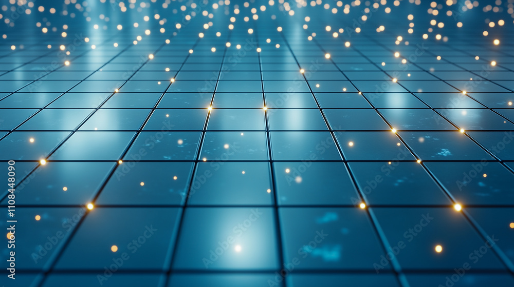 Aufkleber digital terminal with glowing lights placed in futuristic data center with tiled floor