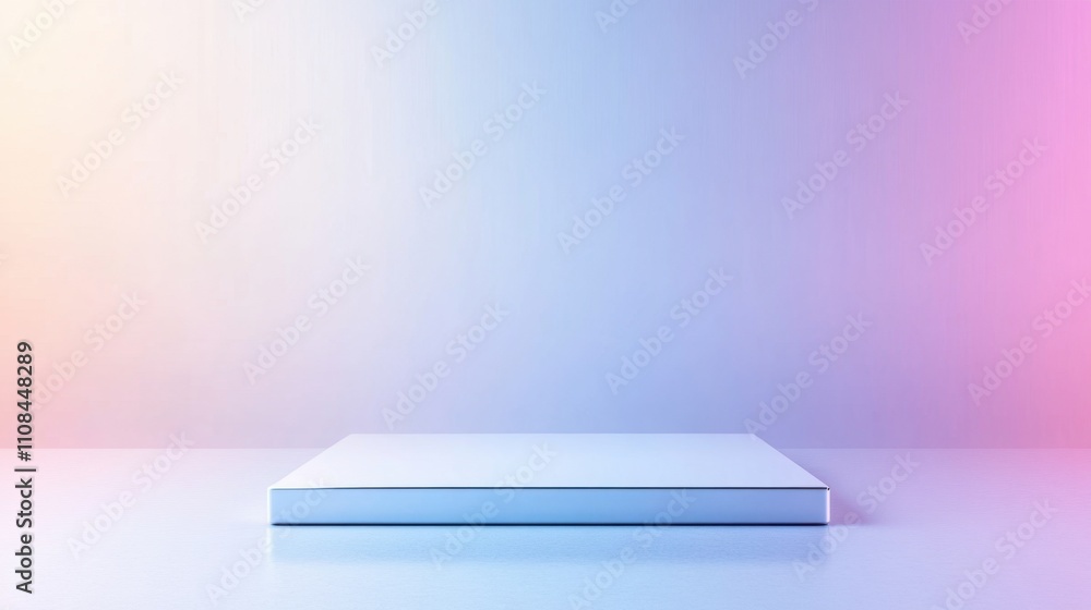 Poster a minimalist display platform with soft gradient lighting, perfect for showcasing products or art in