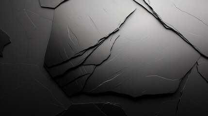 High-resolution photography of layered black slate tiles with intricate textures.