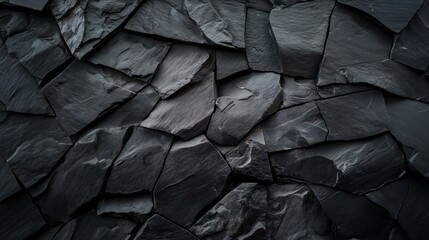 High-resolution photography of dark slate fragments creating an artistic composition.