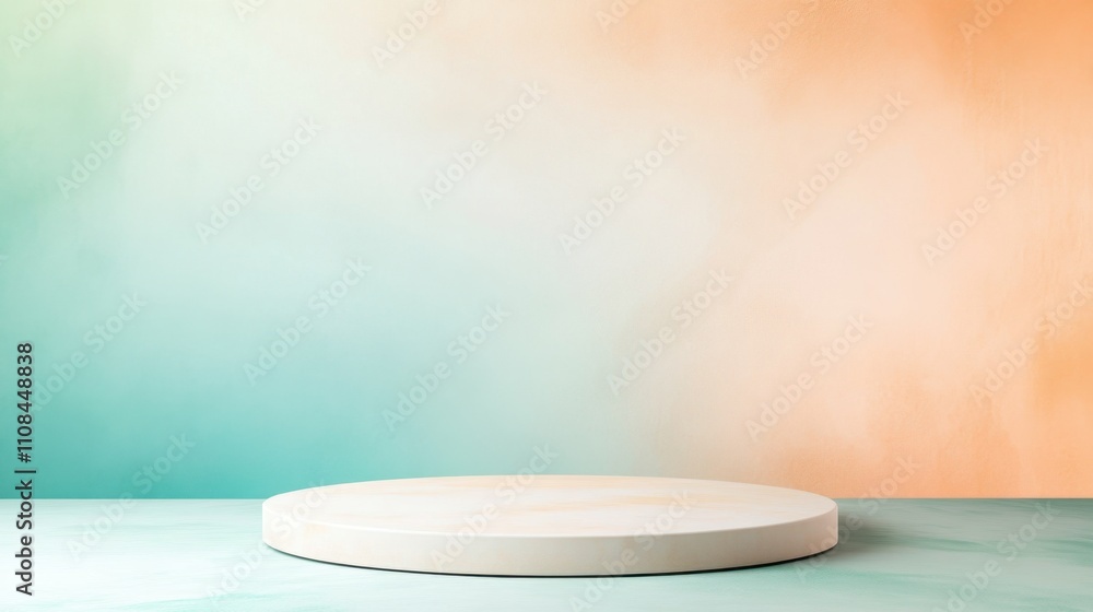 Poster a minimalistic display platform against a gradient background, perfect for showcasing products or ar