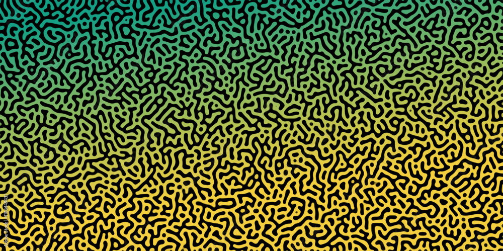 Poster abstract reaction-diffusion turing pattern natural texture green and yellow gradient color scheme. l
