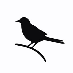 Obraz premium Silhouette of a bird perched on a branch against a plain background