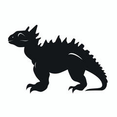 Fototapeta premium Silhouette of a fictional creature with spiky back and strong limbs