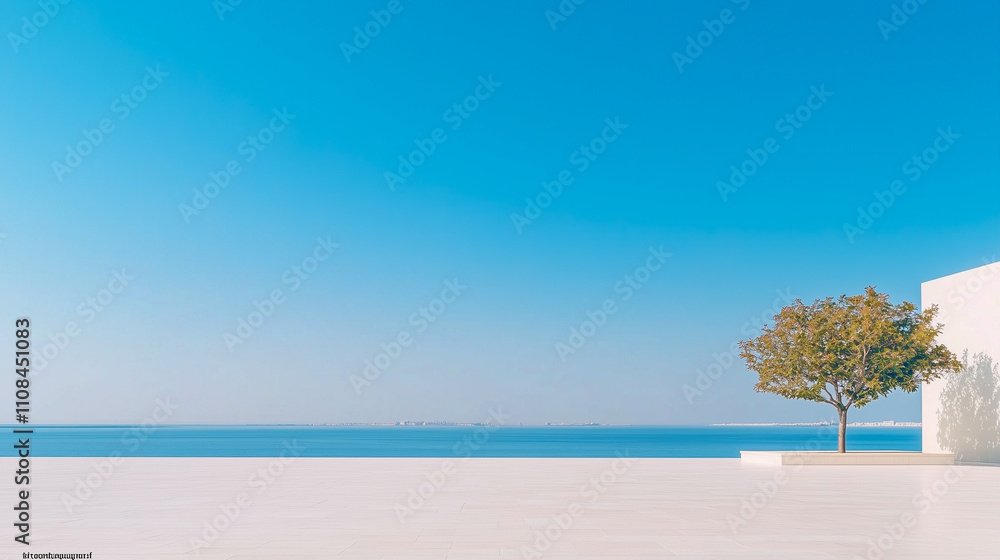 Poster empty concrete floor and walls with a background interior of a modern minimalist architecture