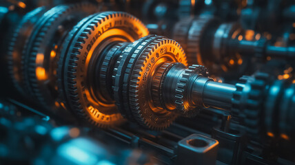 Fototapeta premium A close up of a large gear. The gears are all different sizes and are all connected to each other