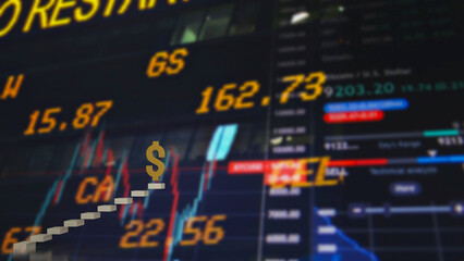 Fototapeta premium The dollar symbol on stair for Business or idea concept 3d rendering.