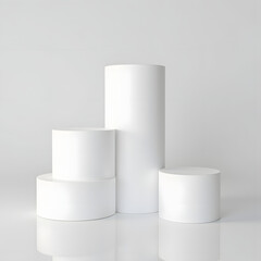 A stack of white cubes with varying heights