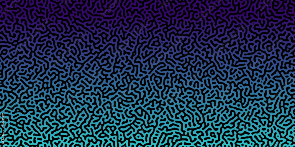 Poster abstract reaction-diffusion turing pattern natural texture blue and purple gradient color scheme. li