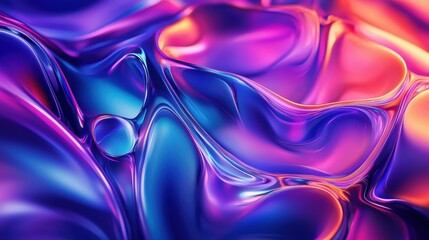 Obraz premium Abstract Fluid Neon Swirls of Purple Blue and Pink