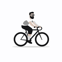 Obraz premium Stylish man cycling on a fixed gear bike against a minimalist background