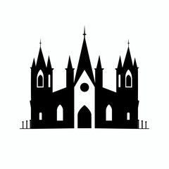 Fototapeta premium Gothic architecture silhouette featuring intricate towers and pointed arches