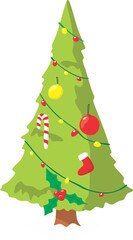 Cartoon decorated Christmas tree