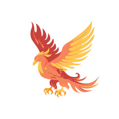 Obraz premium Colorful phoenix soaring with vibrant feathers in a digital design