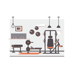 Home gym setup in a bright and modern living space, perfect for daily workouts