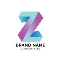 Z abstract gradient creative 3d colorful logo design