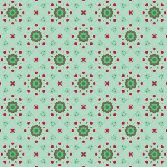 Winter Holiday Pattern with White, Holly Green, and Red