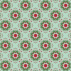 Winter Holiday Pattern with White, Holly Green, and Red