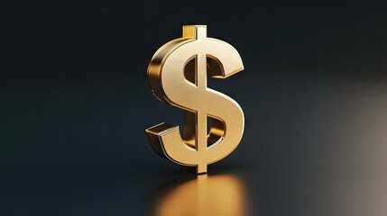 Obraz premium Golden dollar sign symbolizing wealth and financial success on a dark background.