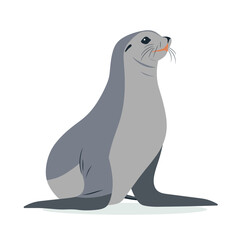 Seal resting on the shore with a curious expression in a coastal setting