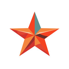 Obraz premium Geometric star shape in vibrant orange and green colors with sharp edges