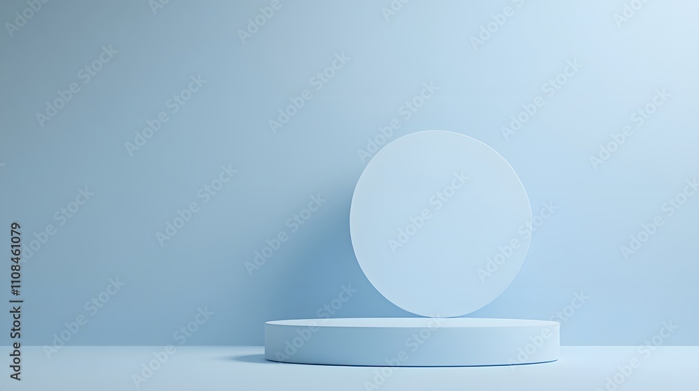 Poster clean light blue gradient background with ample space for placing a product in the center of the ima