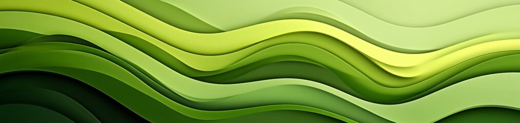 Naklejka premium Abstract design featuring flowing green waves, representing nature and tranquility.