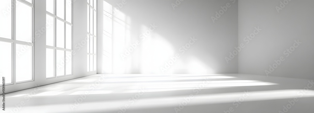 Poster soft gradient white background with gentle light and shadow, creating a serene, clean space for plac