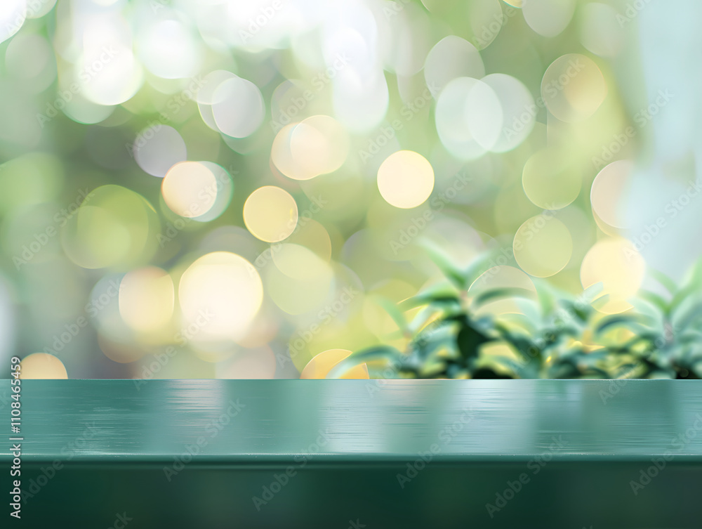 Poster a blurred background with a green surface and soft bokeh lights, suggesting tranquility.