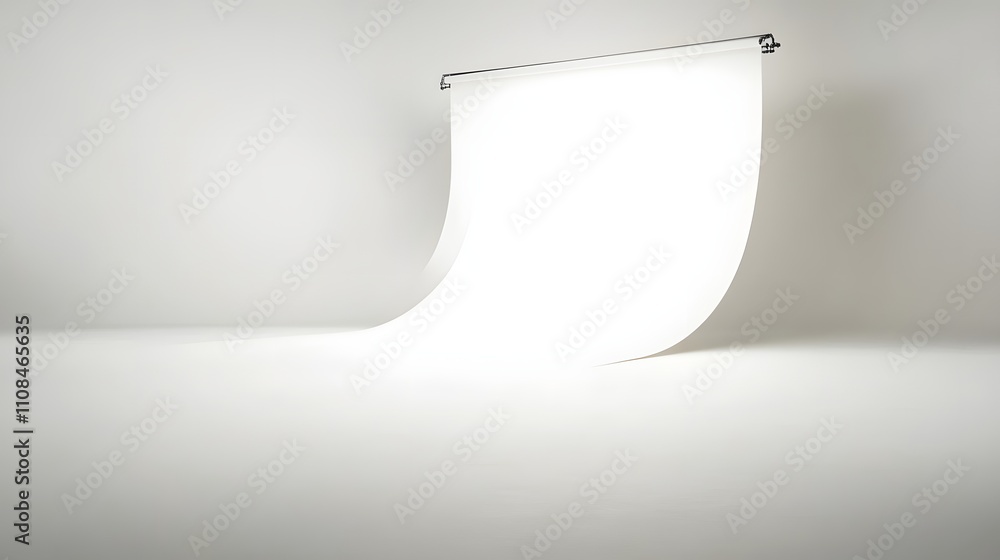 Aufkleber simple white studio background with soft shadows, ample space in the middle to display a product, cl