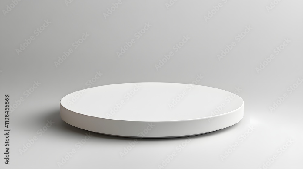 Poster simple white studio background with soft shadows, ample space in the middle to display a product, cl